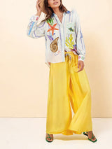 Okyanus Temalı Desenli Pantolon Takım