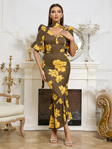 Vintage Puf Kol Dar Elbise