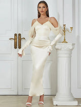 Vintage Spagetti Askılı Yırtmaçlı Elbise