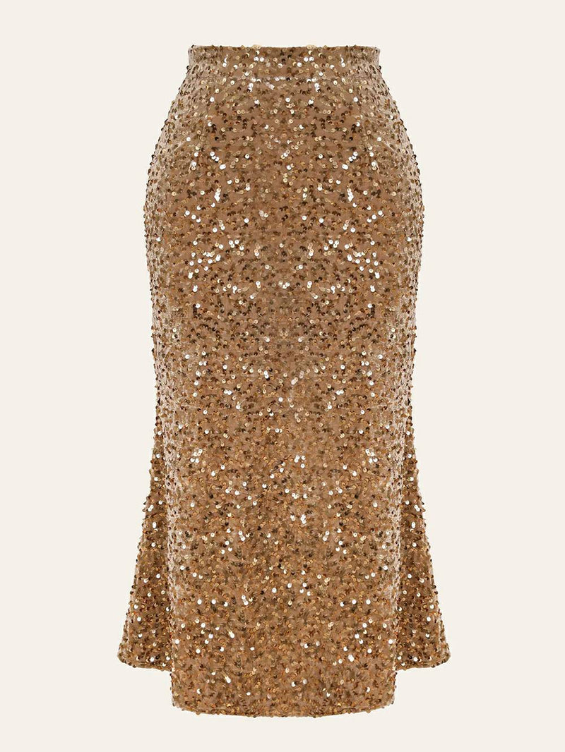 Payet Desenli Kadife Etek