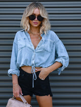 Kot Cepli Ön Bağcıklı Gömlek