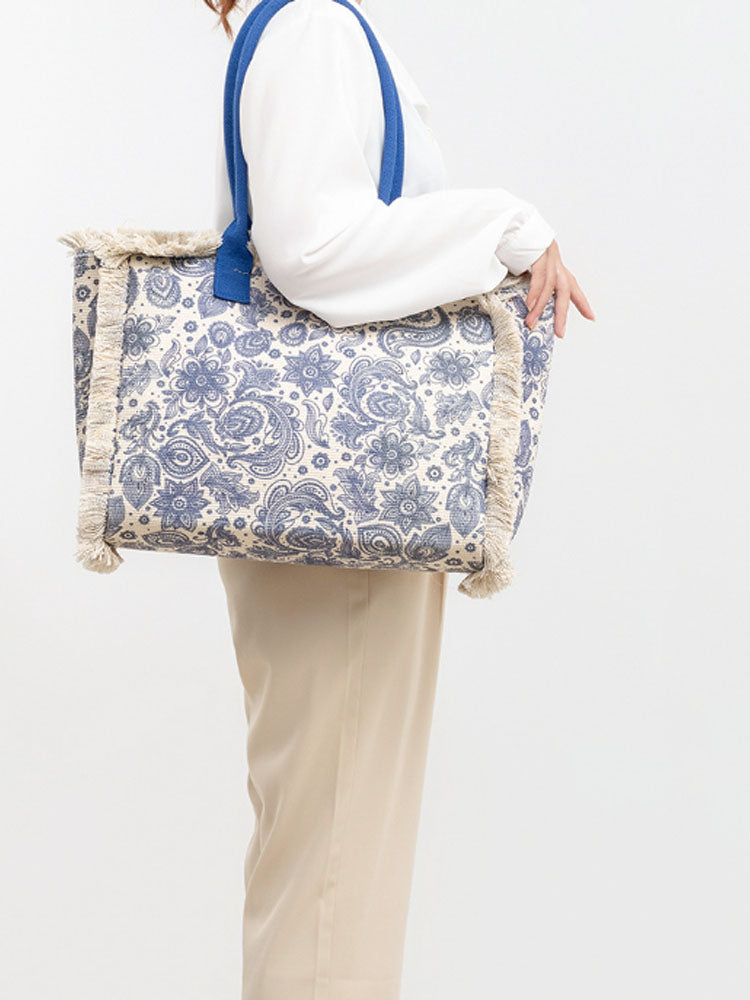 Vintage Baskılı Kanvas Çanta