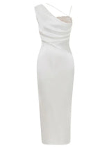 Tek Omuzlu Sırt Dekolteli Elbise