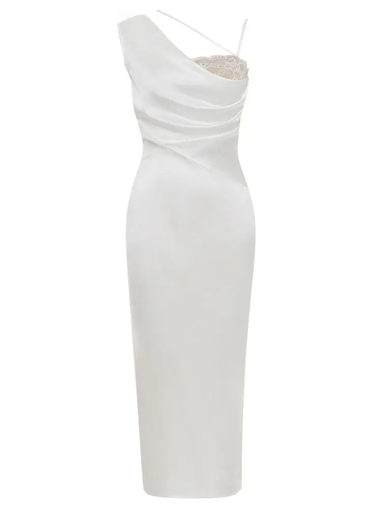 Tek Omuzlu Sırt Dekolteli Elbise