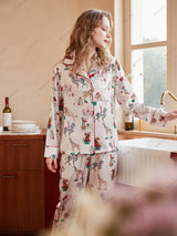 Sirk Desenli Buz İpeği Pijama Ev Giyimi Seti