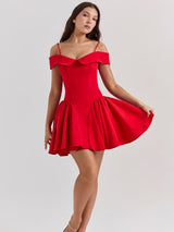Kırmızı Tek Omuz Askılı Mini Elbise