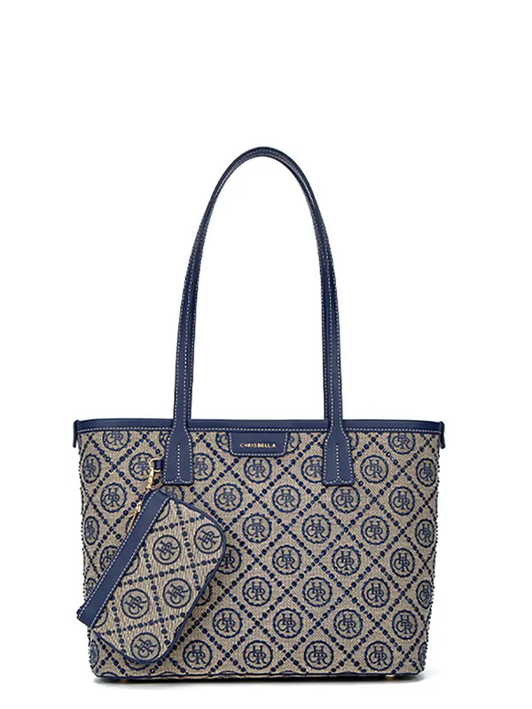 Jacquard Star Rhinestone Tote Bag
