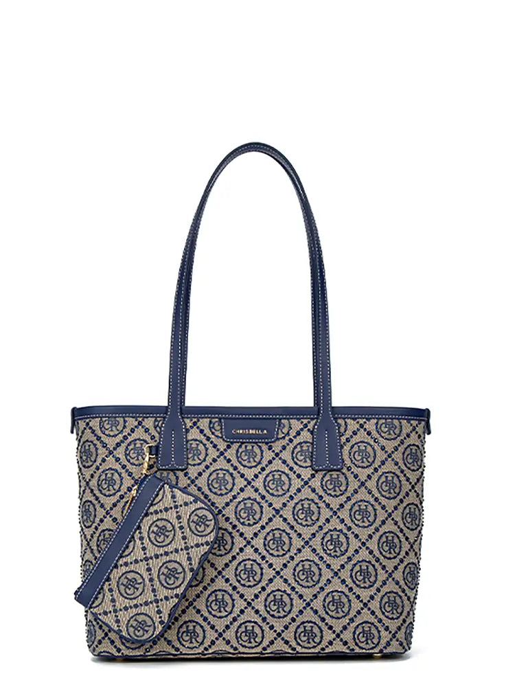 Jacquard Star Rhinestone Tote Bag
