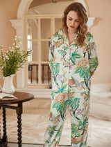 Şakayık Desenli Uzun Kollu Ev Giyimi Seti