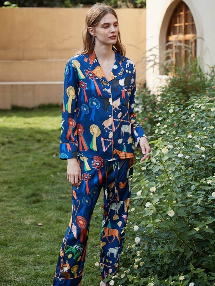 Şirin Çizgi Film Hayvan Desenli Uzun Kollu Pijama Takımı