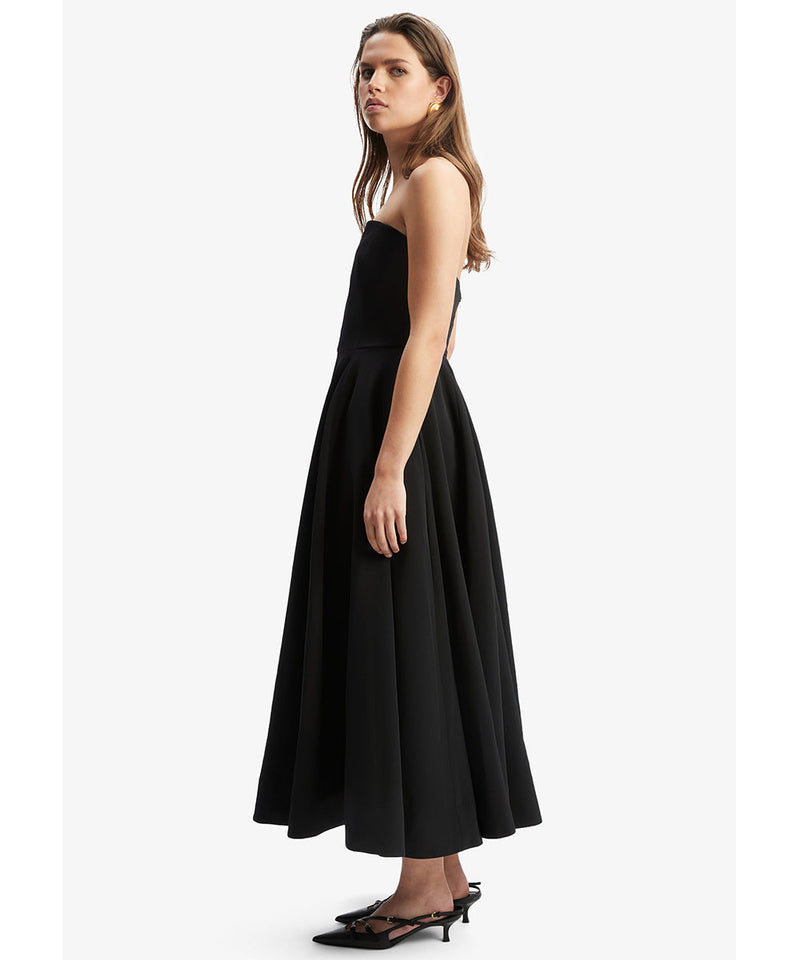 Elegant Retro Inspired Strapless Midi Dress
