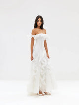 Off - Shoulder Ruffle Gown