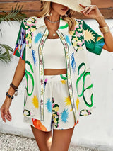 Modaya Uygun Çiçek Desenli Günlük Hırka ve Şort Takımı