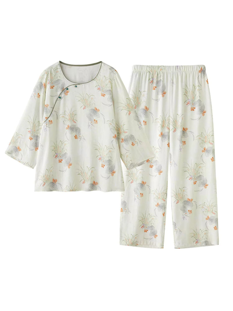 Çevre Dostu Elyaf Baskılı Pijama Takımı