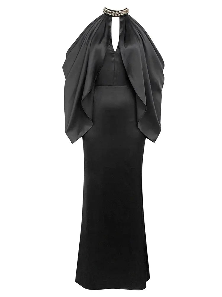 Cazibeli Tek Omuz Açık Boğaz Elbisesi