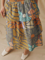 Multicolor Botanical Print Midi Dress