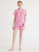 Günlük Çiçek Desenli Loungewear Gömlek ve Şort Hırka Takımı