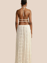 Charm Pileli Bel İpli Katlı Maxi Etek