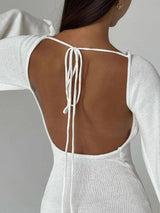 Yuvarlak Yaka Volan Kol Kısa Elbise