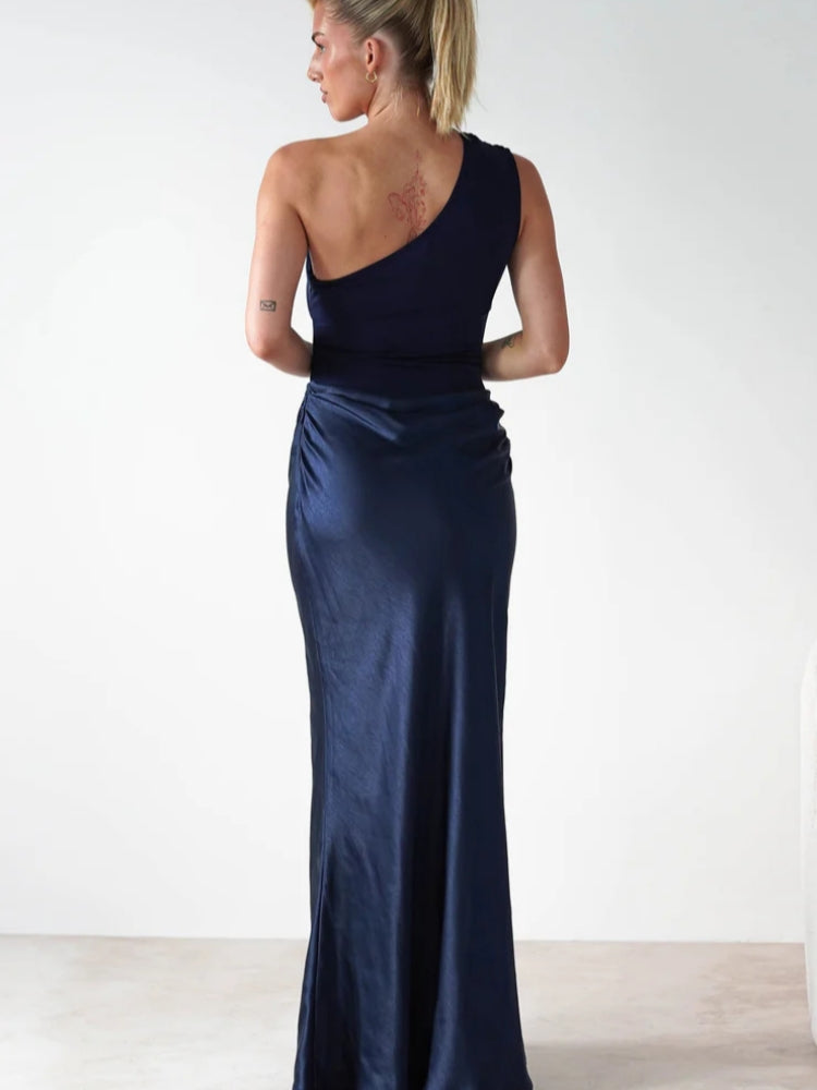 Asymmetric Neckline Sleeveless Dress