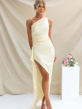 One-Shoulder Slit Evening Dress