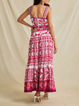 Etnik Desenli Cami Üst ve Etek Takım