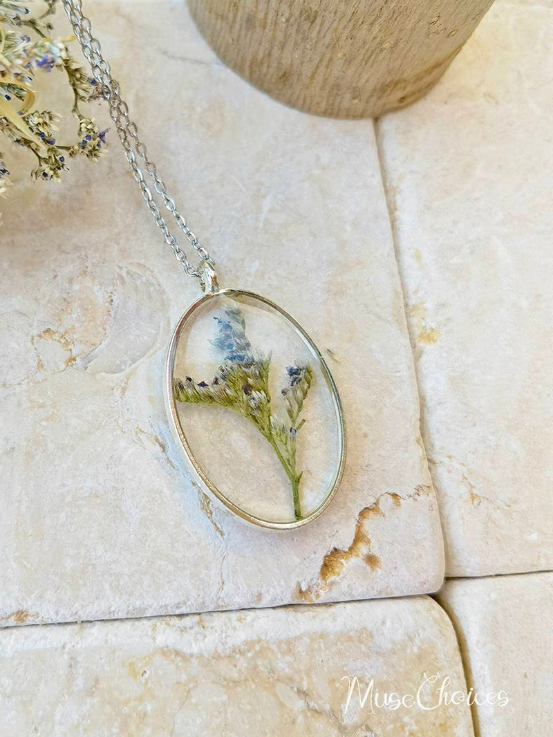 Reçine Preslenmiş Çiçek Kolye - Renkli Karışık Çiçek Seti