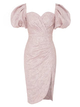 Vintage Kare Yaka Puff Sleeve Elbise