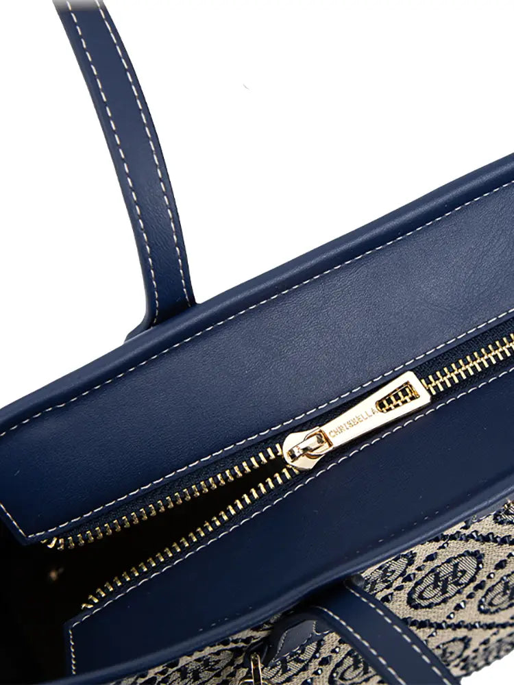 Jacquard Star Rhinestone Tote Bag