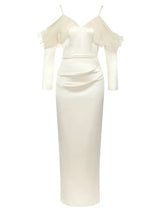 Vintage Spagetti Askılı Yırtmaçlı Elbise