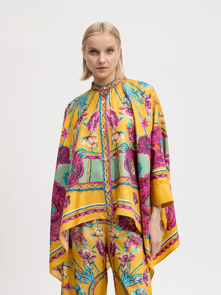 Şık Asimetrik Baskılı Üst ve Pantolon Takımı