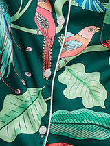 Yeşil Papağan Desenli İpek Pijama Takımı