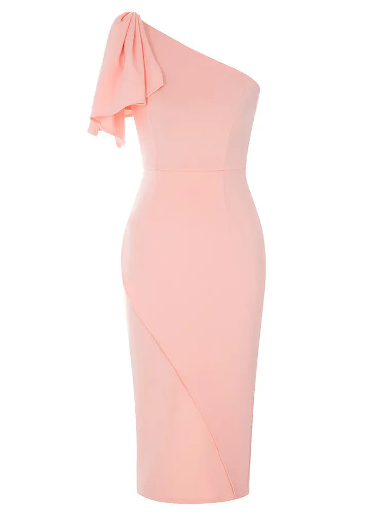 Vintage Asimetrik Tek Omuz Elbise