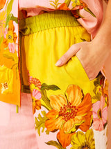 Benzersiz Baskı Beli Lastikli Cepli Geniş Paça Pantolon-Takım