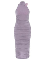 Vintage Büzgülü Kolsuz Elbise