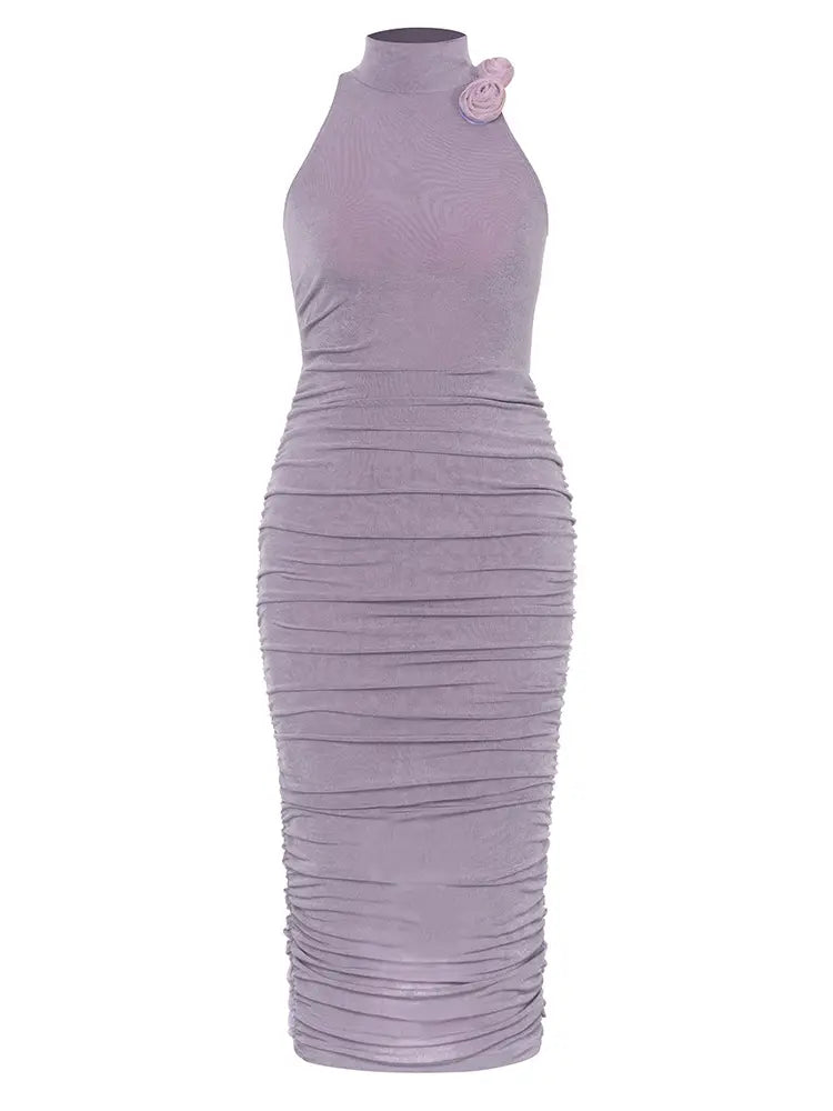 Vintage Büzgülü Kolsuz Elbise