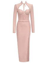 Şık Moda Uzun Kollu Askısız Elbise