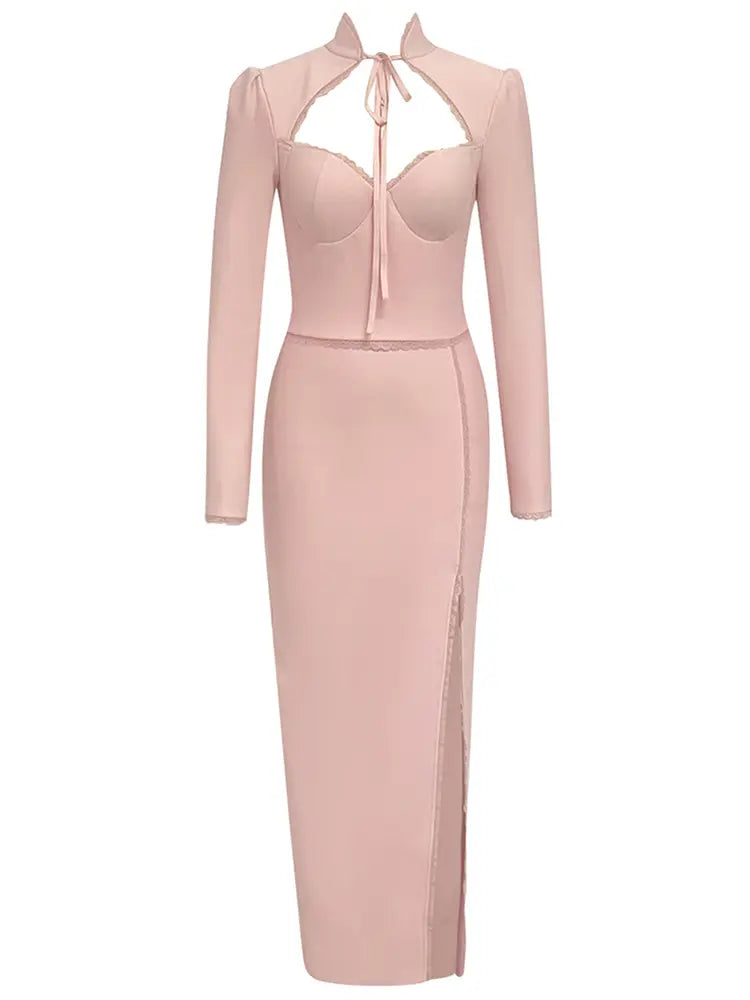 Şık Moda Uzun Kollu Askısız Elbise