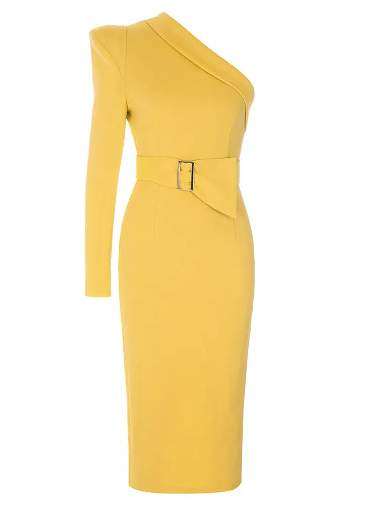 Asimetrik Tek Omuz Kemerli Elbise