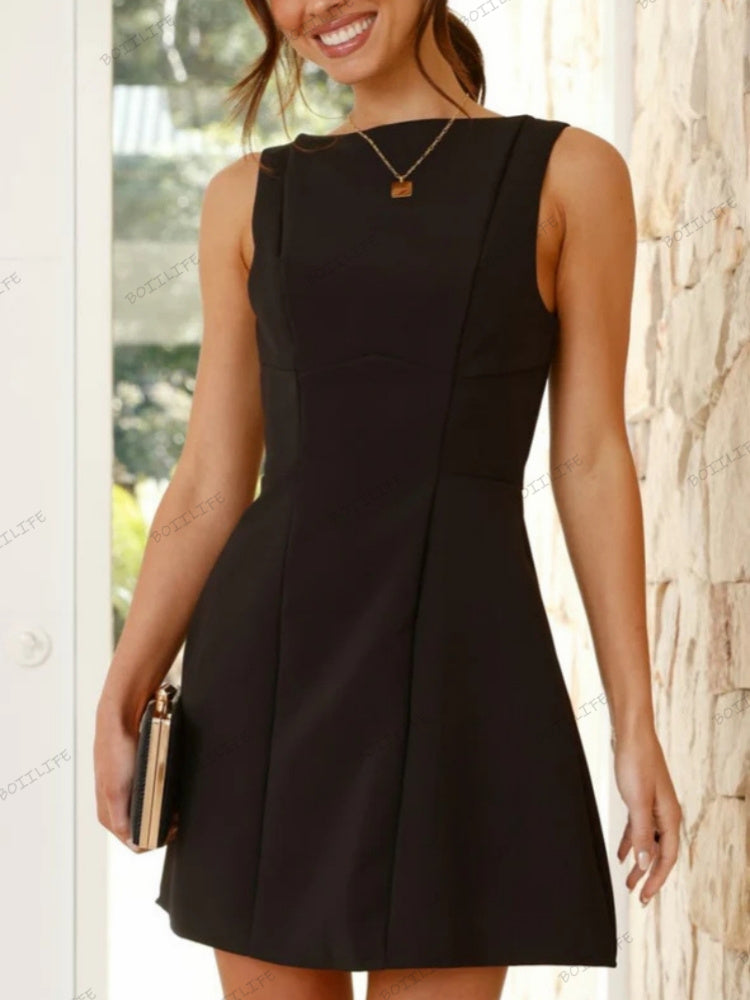 Şık Kadınlar Yüksek Yaka Sırt Dekolteli Bodycon Etek