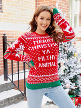 Karikatür İşlemeli Örme Kazak