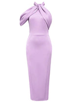 Şık Halter Yaka Asimetrik Elbise