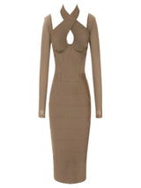 Vintage Sırt Açık Halter Akşam Elbisesi