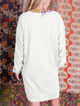 Renk Bloklu V Yaka Gündelik Mini Elbise