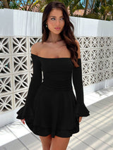 Omuz Açık Çan Kol Elbise