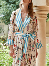 Kayak Sporları Desenli İpek Bornoz Seti