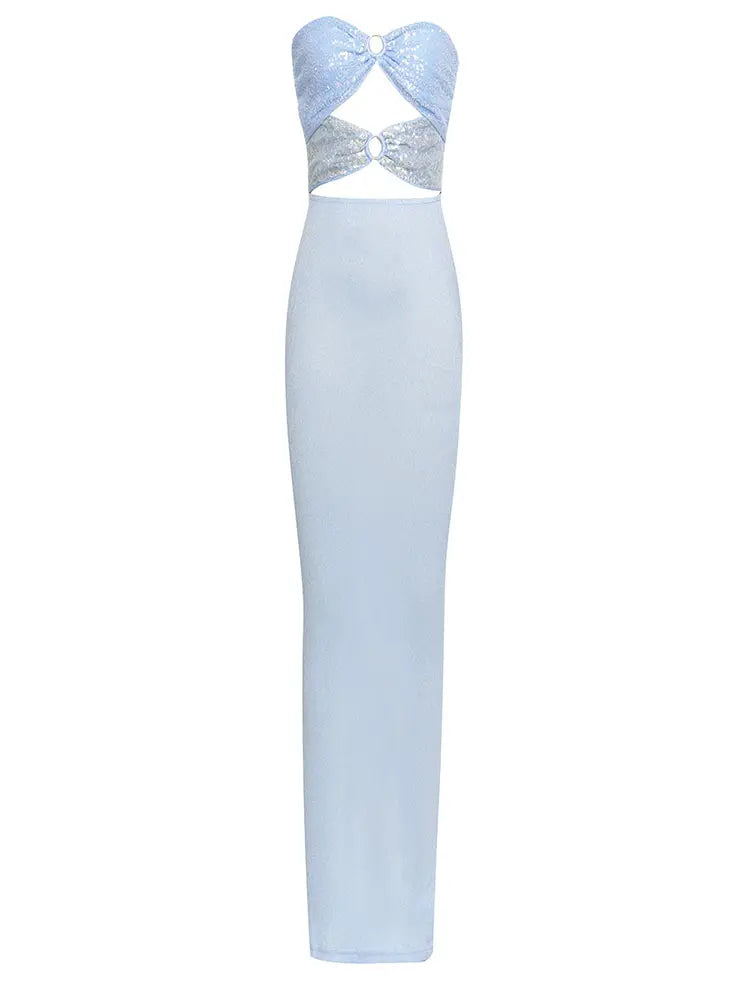 Straplez Dantel Payetli Elbise