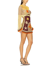 Mercan Resifi İlhamlı Desenli Kroşe Mini Elbise