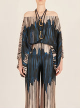 Abstract Waves İkili Takım - Mavi-Kahverengi