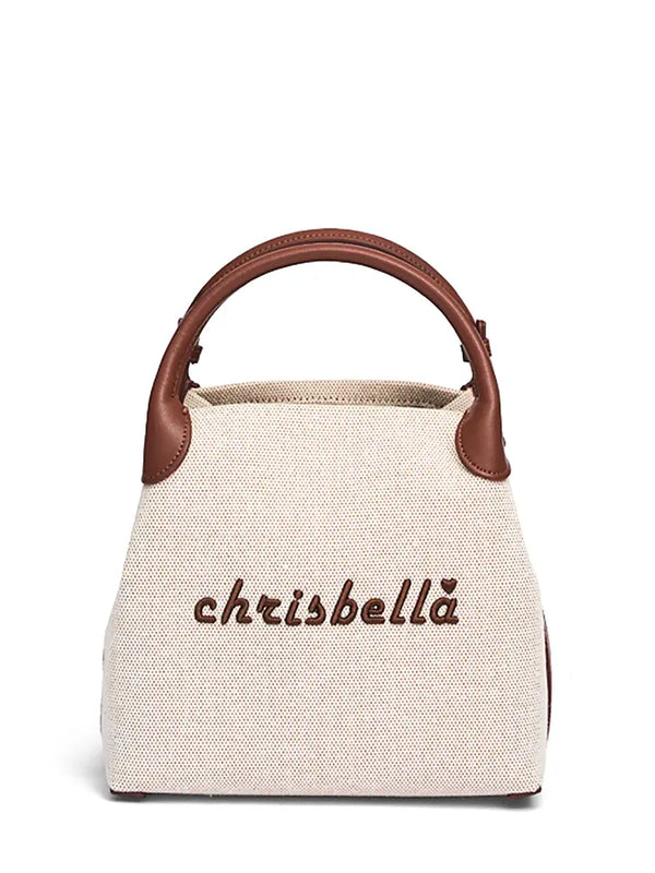 New High-End Letter Canvas Tote with Detachable Strap